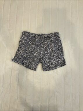 Snapper Rock Navy and White Wave-Stripe Swim Shorts